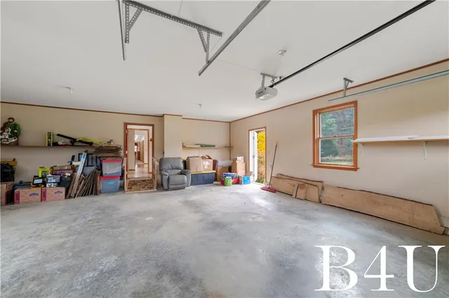 a workspace with furniture and a book shelf