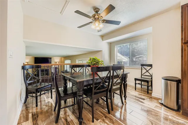 a view of a dining room and livingroom view