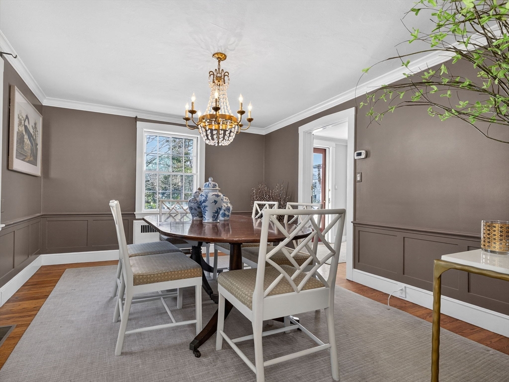 5 Tennyson Road Wellesley, MA 02481 - Photo 12 of 28 a view of a dining room with furniture and chandelier