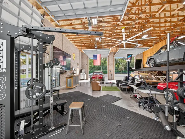 a view of a room with gym equipment
