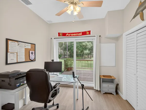 a workspace with a couch