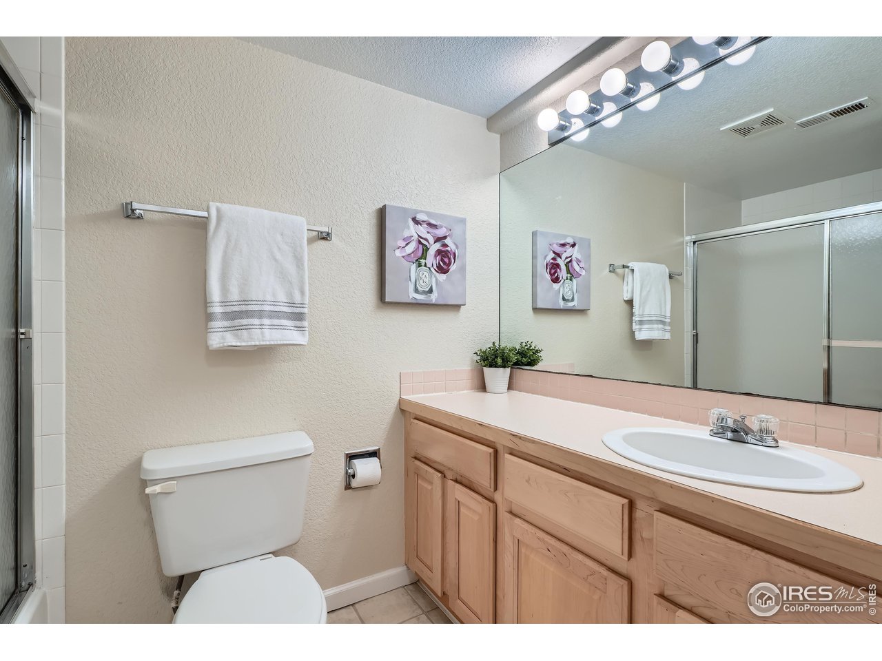 7051 Johnson Circle Niwot, CO 80503 - Photo 25 of 34 a bathroom with a sink a toilet a mirror and vanity