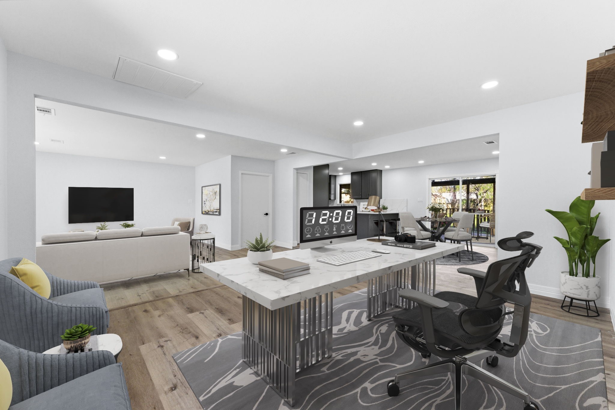 910 Beaver Bend Road Houston, TX 77088 - Photo 11 of 48 Work, relax, repeat—this open layout keeps everything within reach while still feeling expansive and uncluttered. **Virtually Staged**