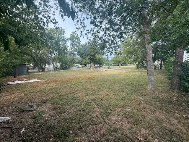 a view of outdoor space with trees all around