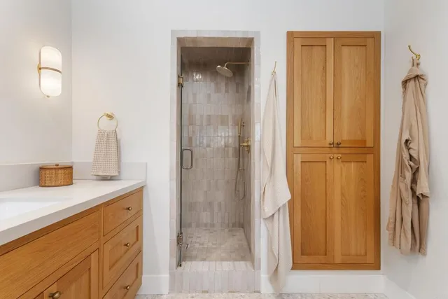 a bathroom with a shower