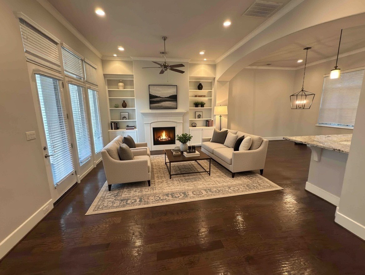 5640 Larkin Street Houston, TX 77007 - Photo 3 of 36 a living room with furniture fireplace and a large window