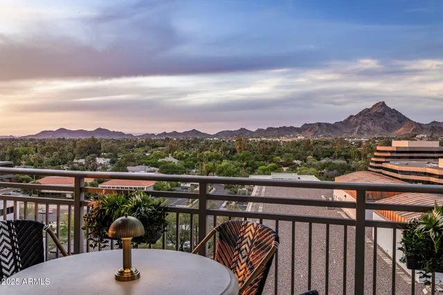 a view of a city from a balcony