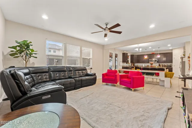 a living room with furniture