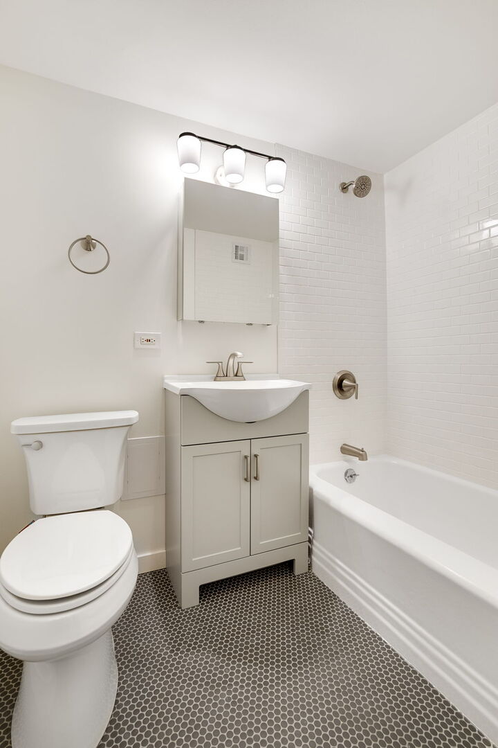 5050 South East End Avenue, Unit 7A Chicago, IL 60615 - Photo 15 of 24 a bathroom with a sink a toilet and bathtub
