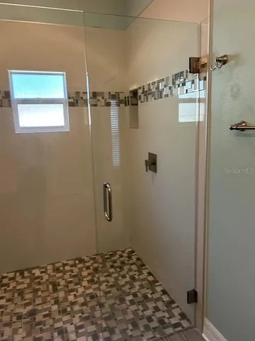 a bathroom with a bathtub