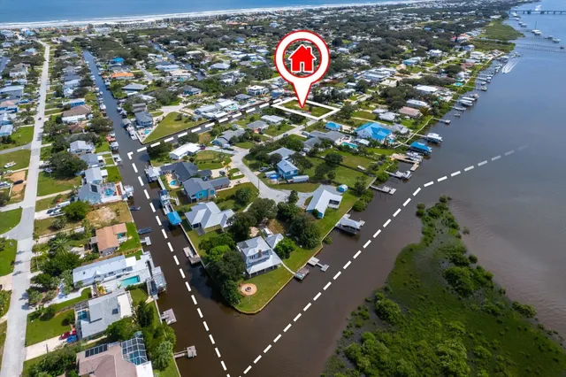 an aerial view of a house