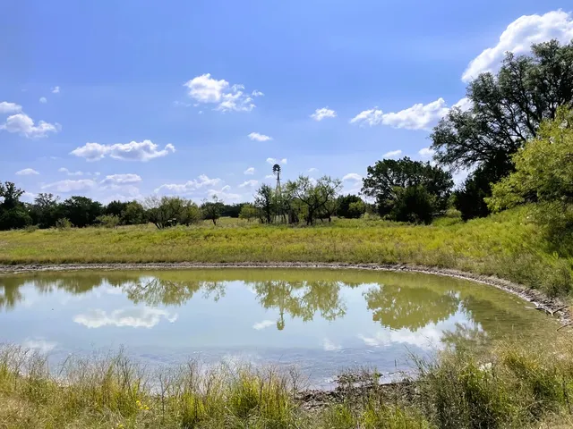 a view of lake with green space