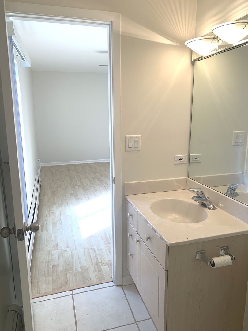 1149 Miller Lane, Unit 212 Buffalo Grove, IL 60089 - Photo 7 of 9 a bathroom with a sink and a mirror