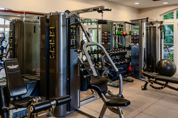 a view of a room with gym equipment