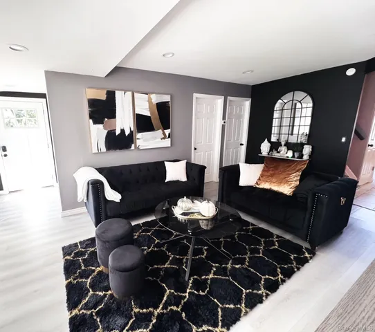 a living room with furniture