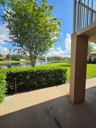 a view of a garden with an outdoor space