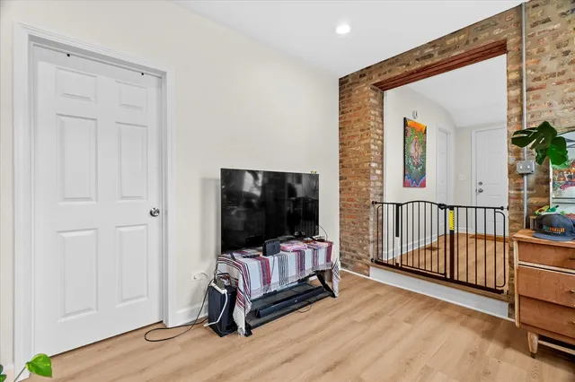 a view of a hallway with workspace