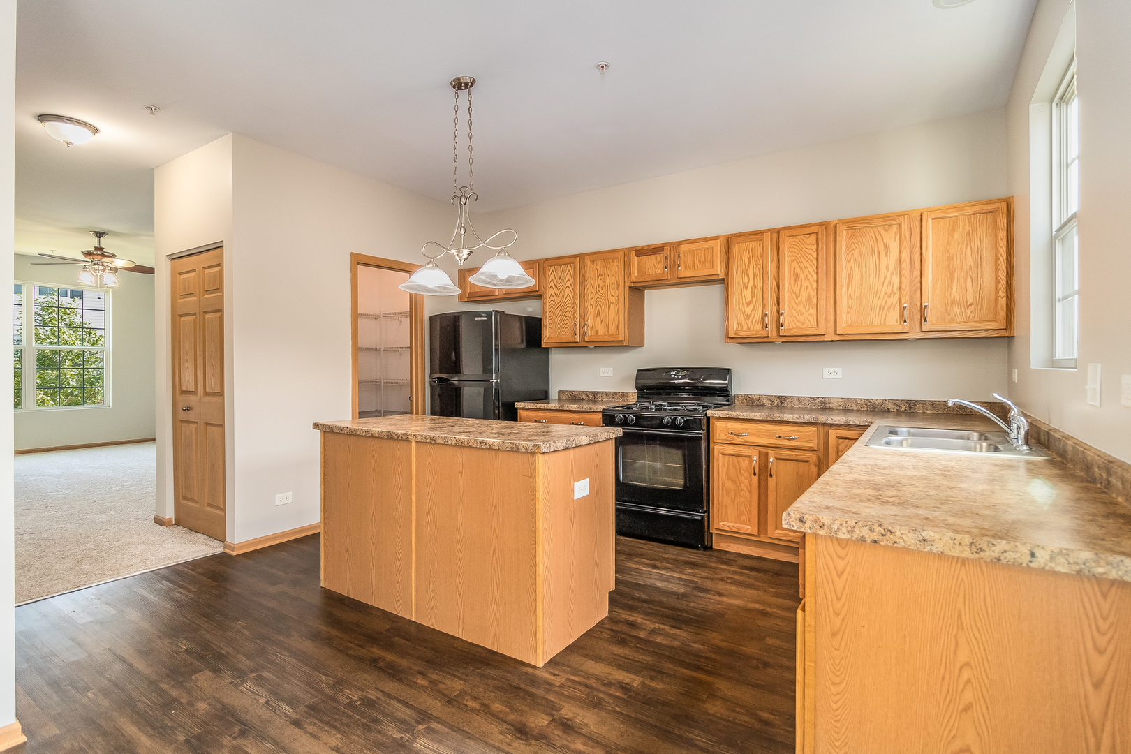 3863 Bailey Road Yorkville, IL 60560 - Photo 5 of 20 a kitchen with granite countertop wooden floors stainless steel appliances and window