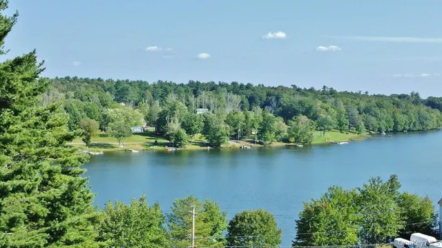 a view of a lake with houses