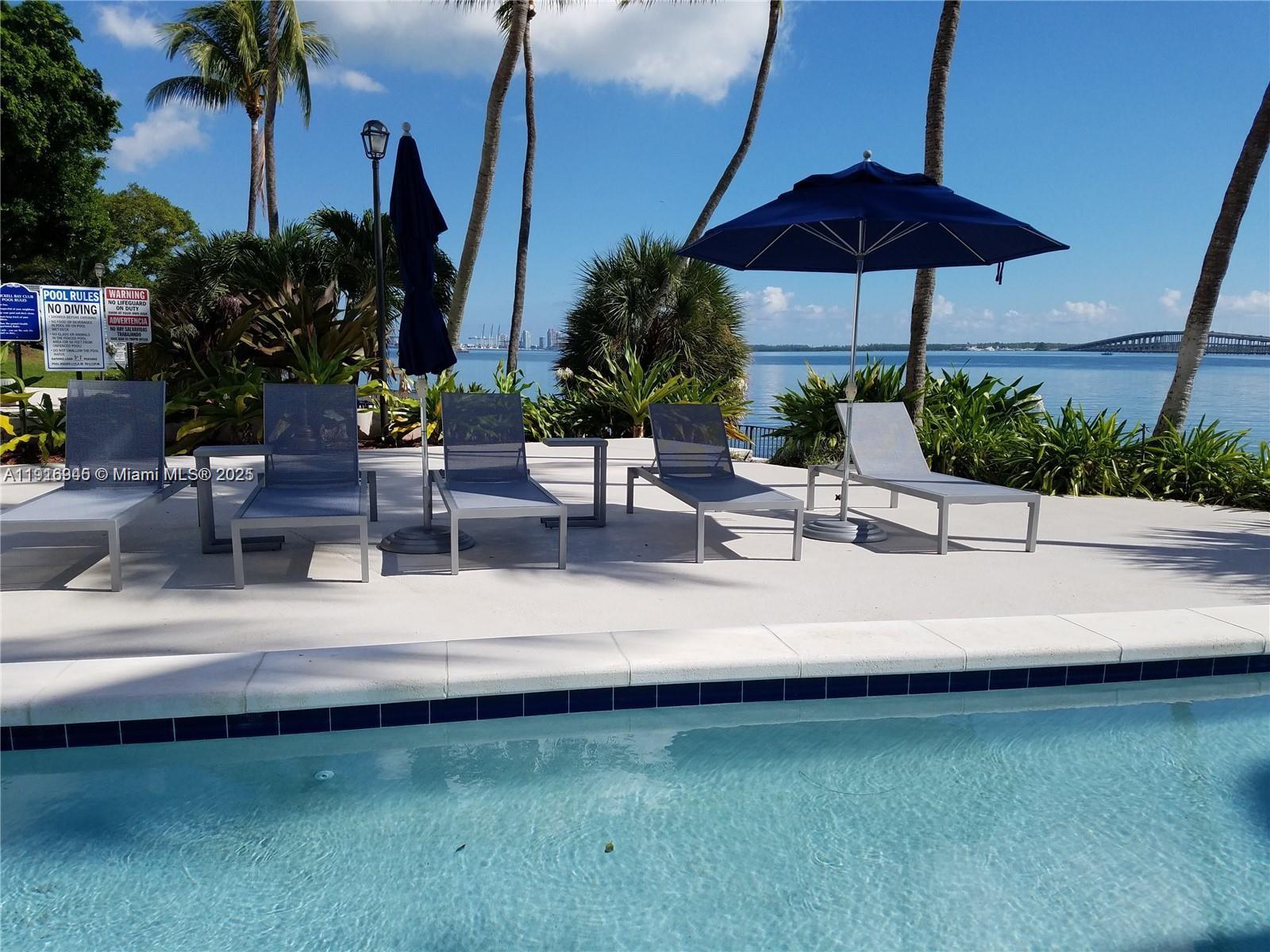 2333 Brickell Avenue, Unit 2215 Miami, FL 33129 - Photo 22 of 27 a view of a patio with chairs under an umbrella