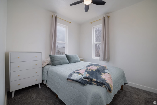 479 South 100 West Vernal, UT 84078 - Photo 7 of 13 Bedroom featuring dark carpet and a ceiling fan