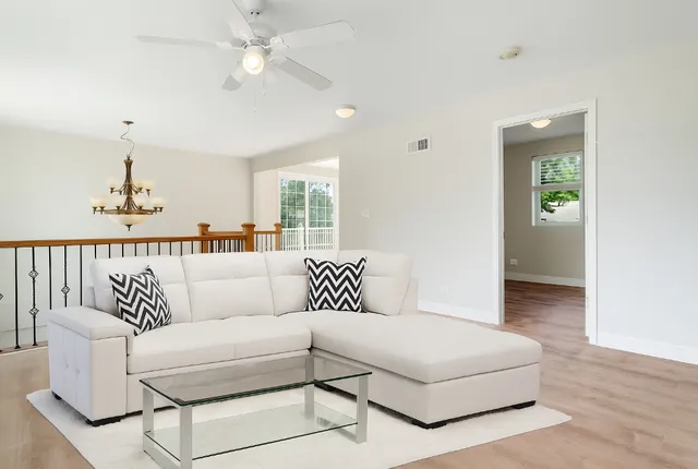 a living room with furniture