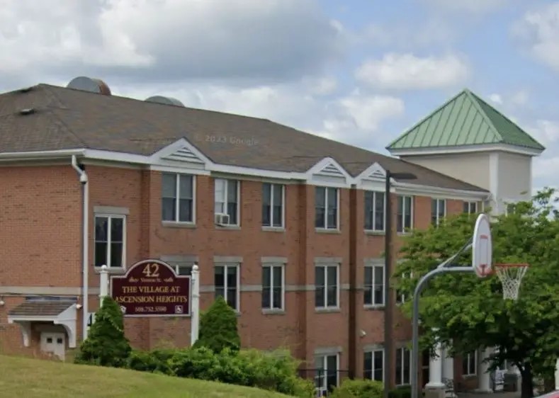 a view of a big house with a big yard plants and large trees