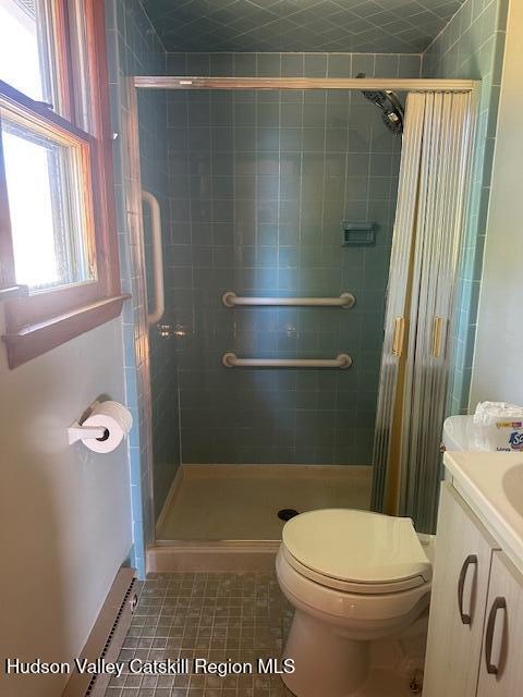 86 Pine Bush Road Stone Ridge, NY 12484 - Photo 13 of 30 a bathroom with a toilet and a shower