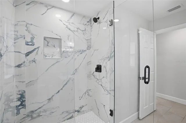 a bathroom with a shower