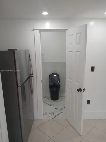 a close view of a refrigerator in kitchen