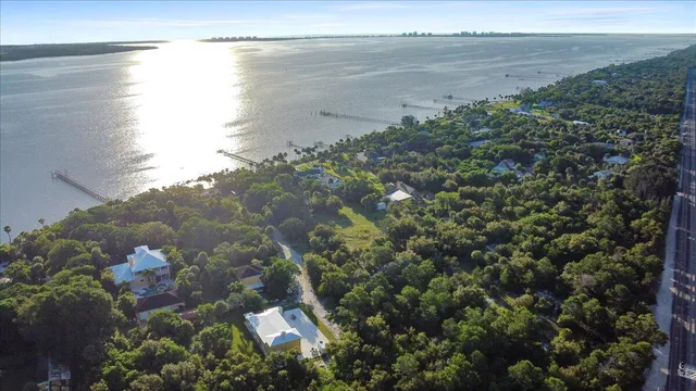 a view of a lake from a yard