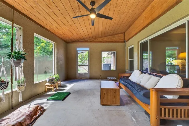 a view of a yard with an outdoor space