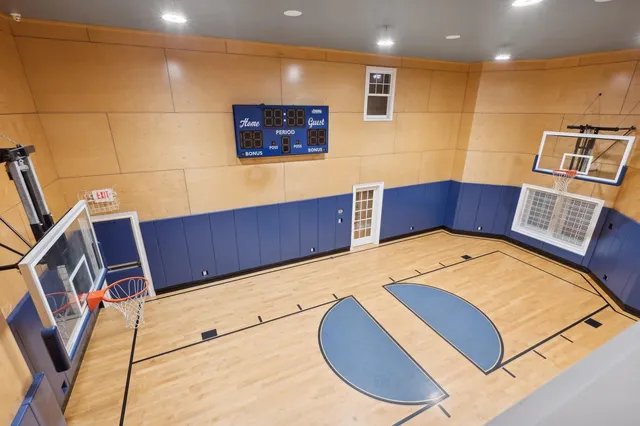 a room with a large bed