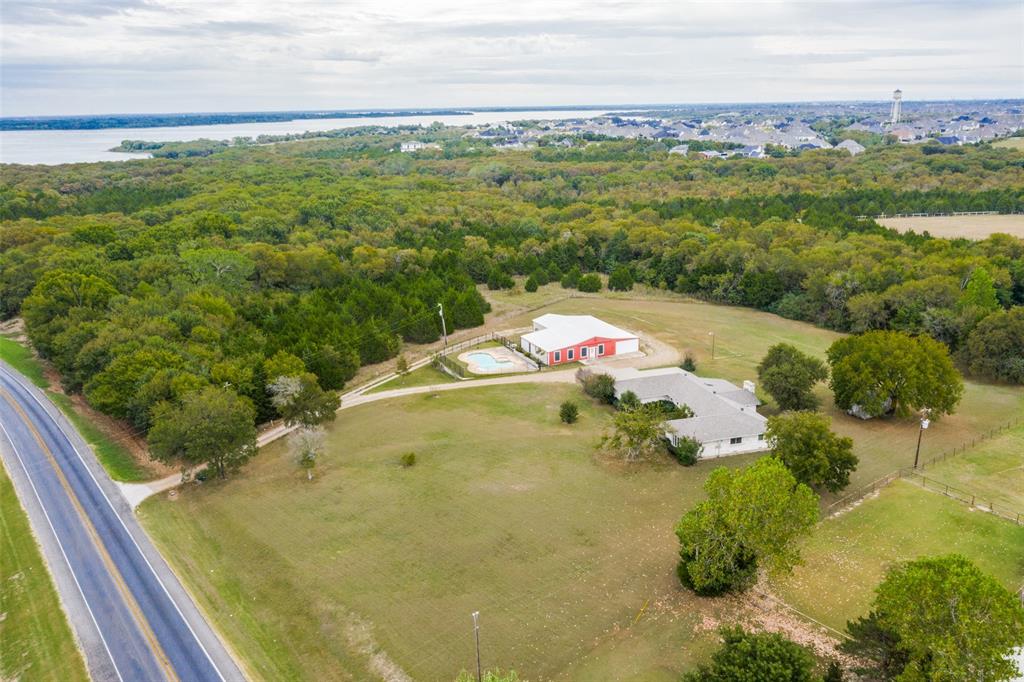 a view of a lake with a houses