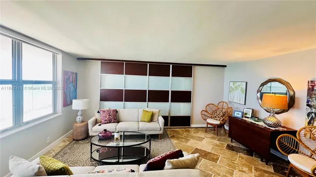 a living room with furniture