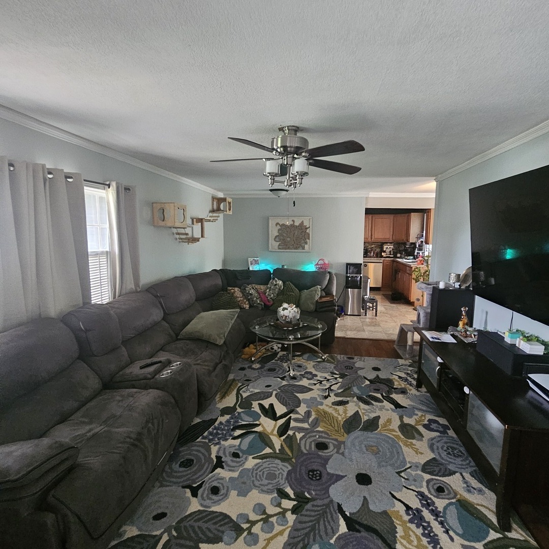 128 Essex Road Elk Grove Village, IL 60007 - Photo 3 of 18 a living room with furniture and a flat screen tv