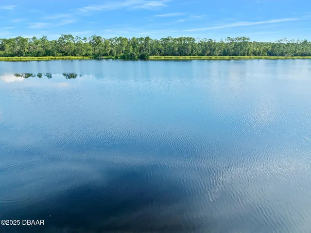 a view of a field with an ocean