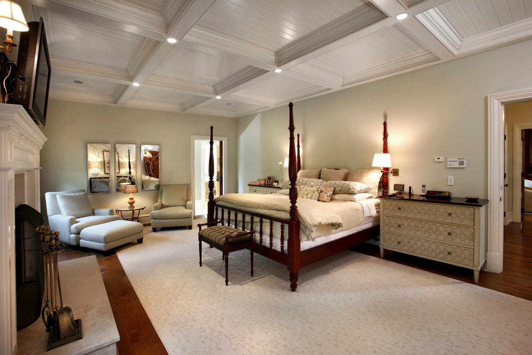 153 Chichester Road New Canaan, CT 06840 - Photo 16 of 32 a bedroom with furniture and a chandelier