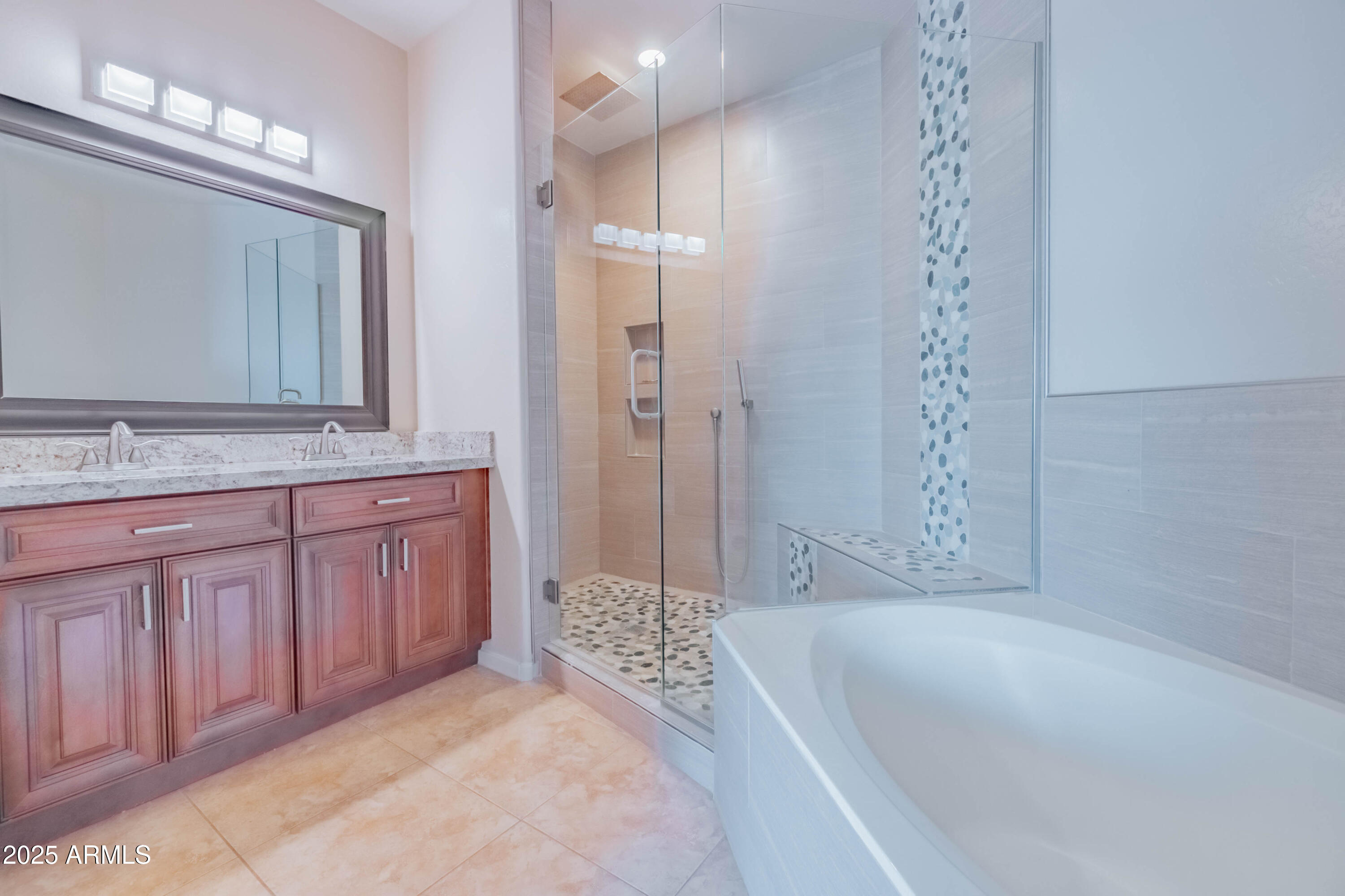 4739 East Culver Street Phoenix, AZ 85008 - Photo 24 of 55 a bathroom with a tub sink and a mirror