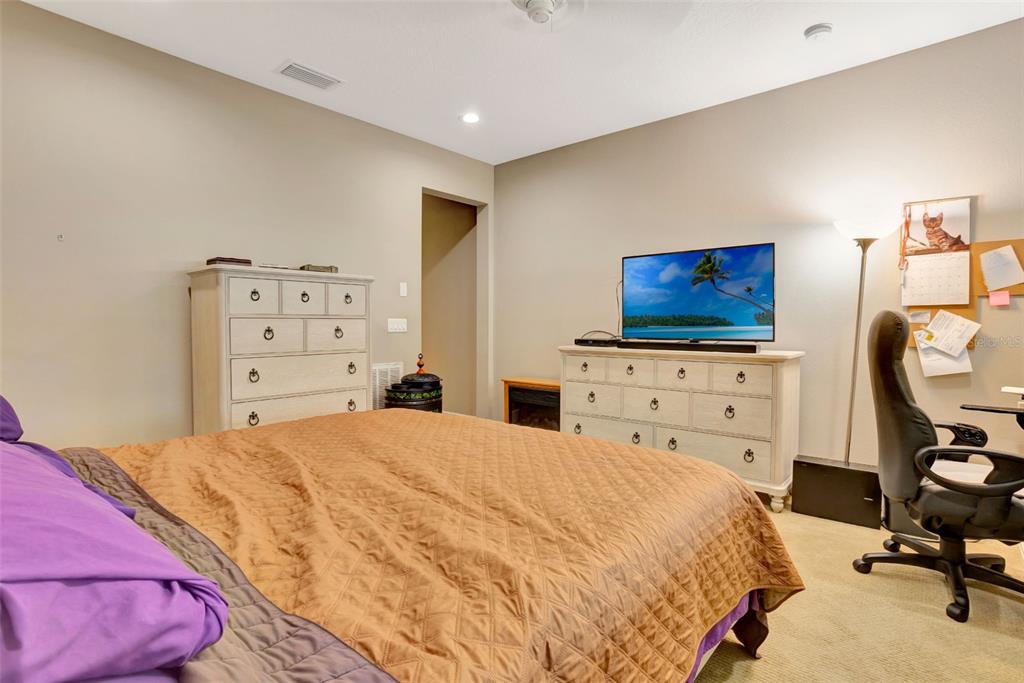 176 Silver Maple Road Groveland, FL 34736 - Photo 22 of 45 a bedroom with a bed and a flat screen tv