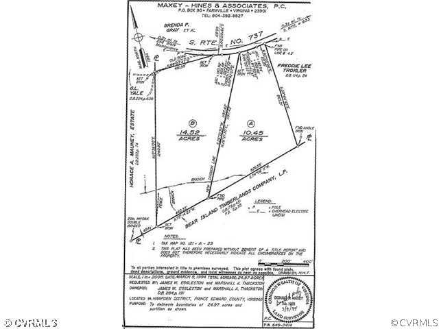 737 Cc Camp Road Meherrin, VA 23954 - Photo 9 of 9 Plat Map - 10.45 acres.