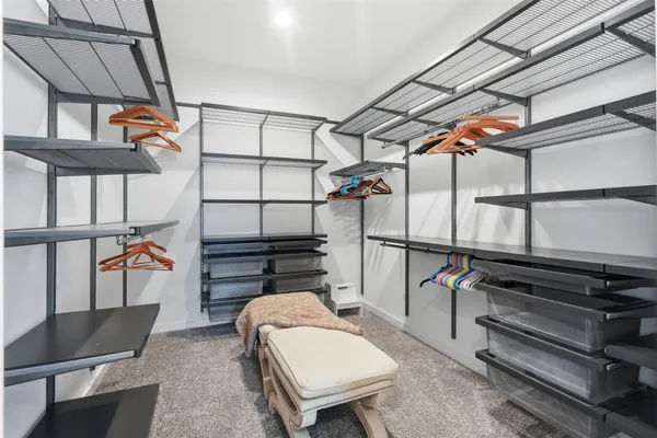 a storage room with furniture
