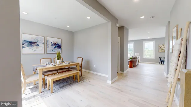 a view of a hallway with workspace