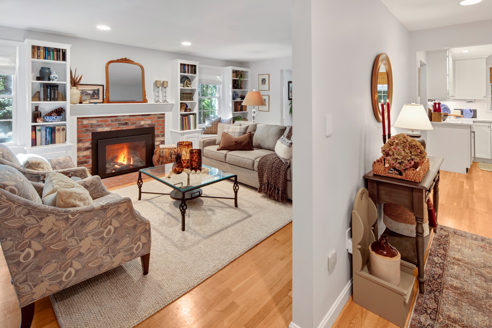 46 Bold Meadow Road Edgartown, MA 02539 - Photo 3 of 28 a living room with furniture and a fireplace
