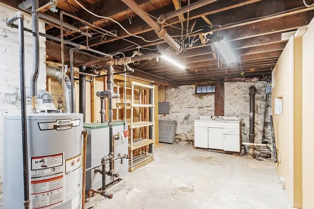 a view of a storage room with racks