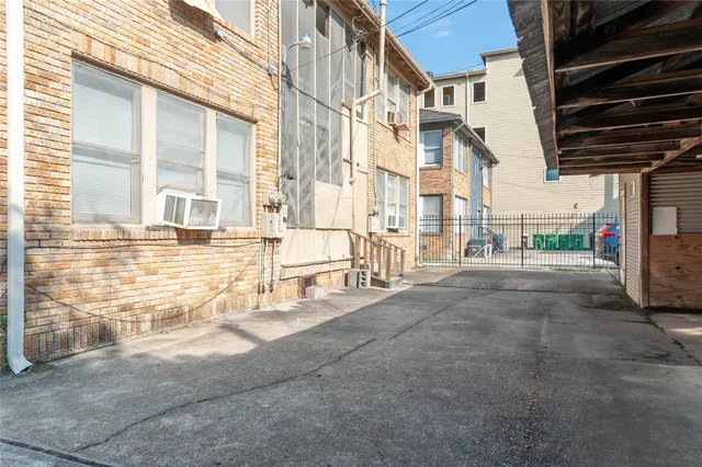 a view of a building with a street