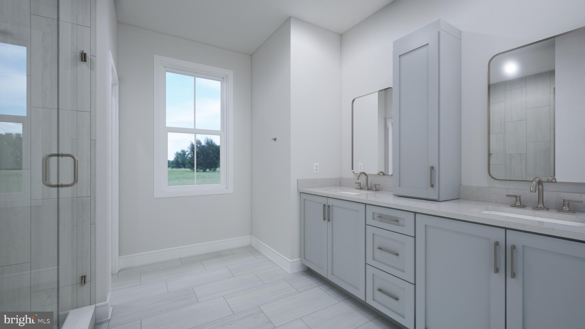Orchard Grove, Unit STONE Brambleton, VA 20148 - Photo 30 of 53 a bathroom with double vanity sink a window and a mirror