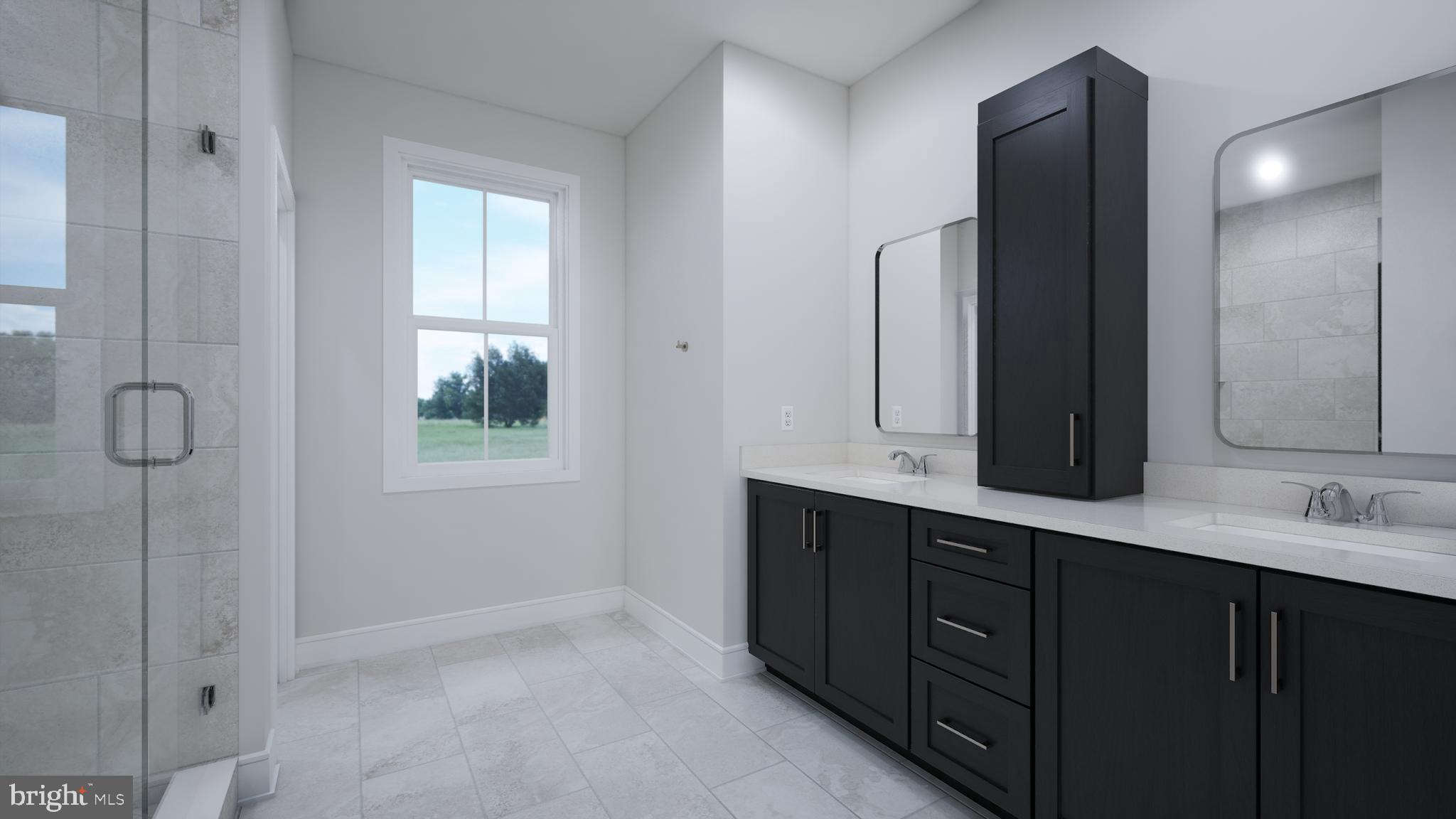 Orchard Grove, Unit STONE Brambleton, VA 20148 - Photo 42 of 53 a bathroom with a double vanity sink and mirror