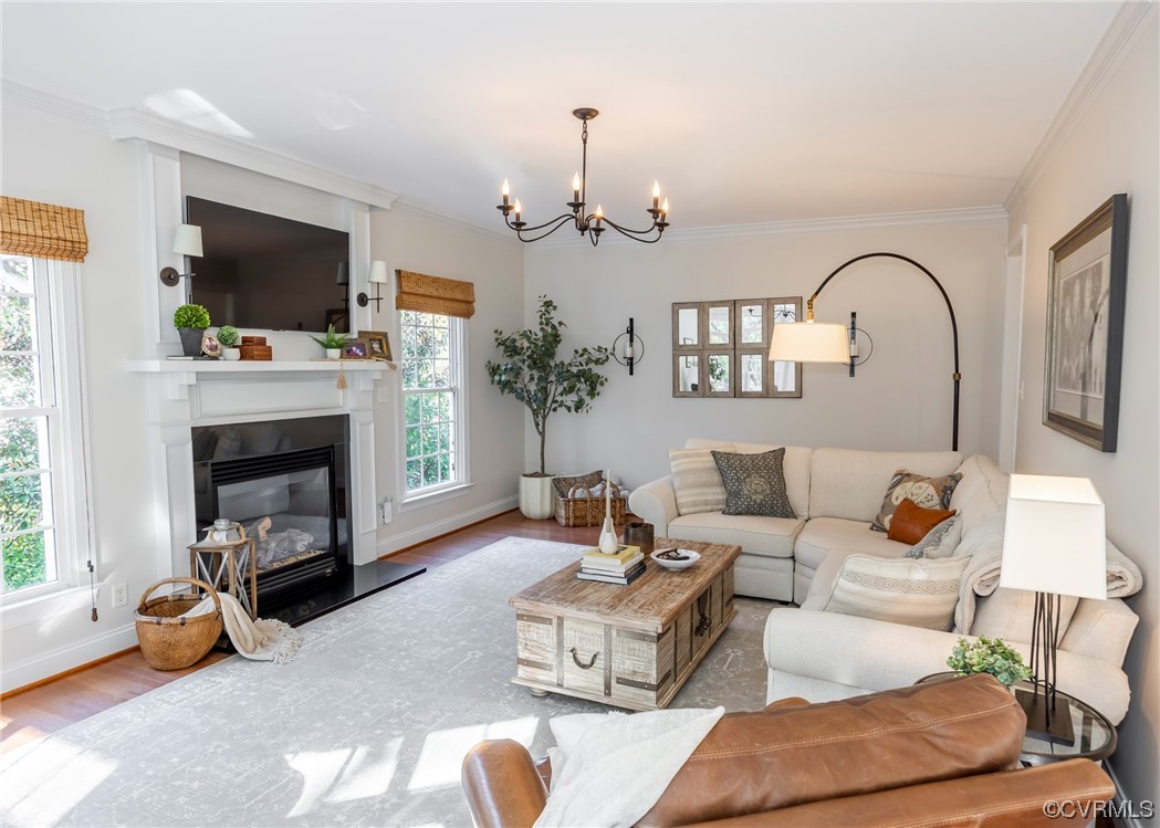 14506 Post Mill Drive Midlothian, VA 23113 - Photo 28 of 48 a living room with furniture a flat screen tv and a fireplace