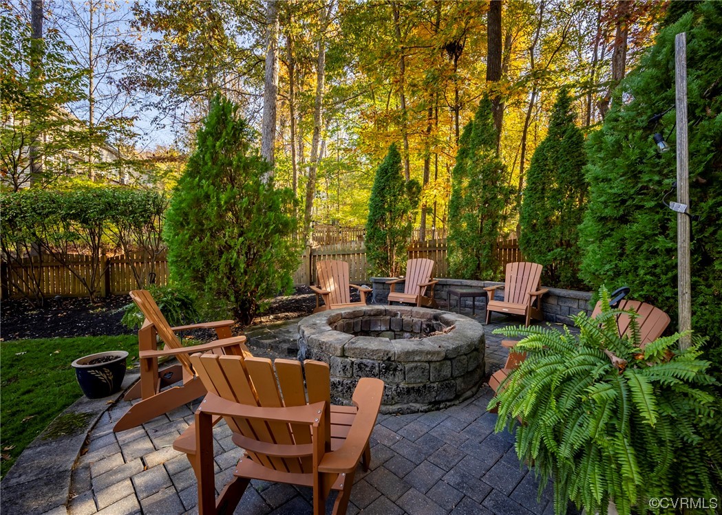 14506 Post Mill Drive Midlothian, VA 23113 - Photo 9 of 48 a view of a patio with couches and a table and chairs with plants and trees